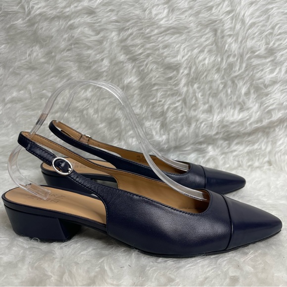 NWOB NATURALIZER BANKS SLINGBACK FRENCH NAVY BLUE LEATHER SIZE 10W - Picture 3 of 13
